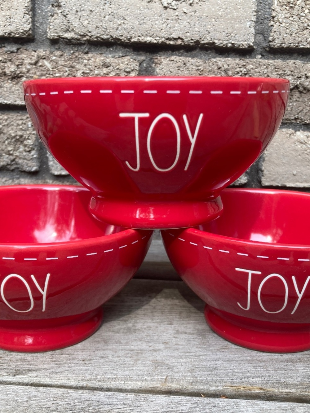 Set of 3 JOY Rae Dunn Ceramic Bowls
